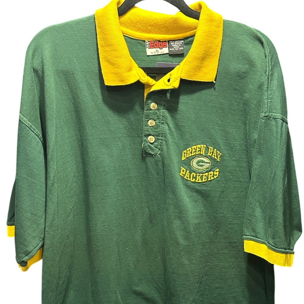 Vintage Green Bay Packers Polo Shirt 1997 NFL Football Cotton Colorblock Mens XL